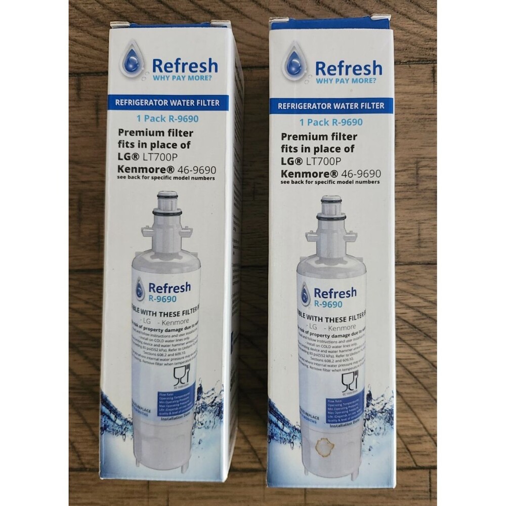 Lot of 2 Refresh Replacement Water Filters R-9690 For Kenmore Refrigerators New